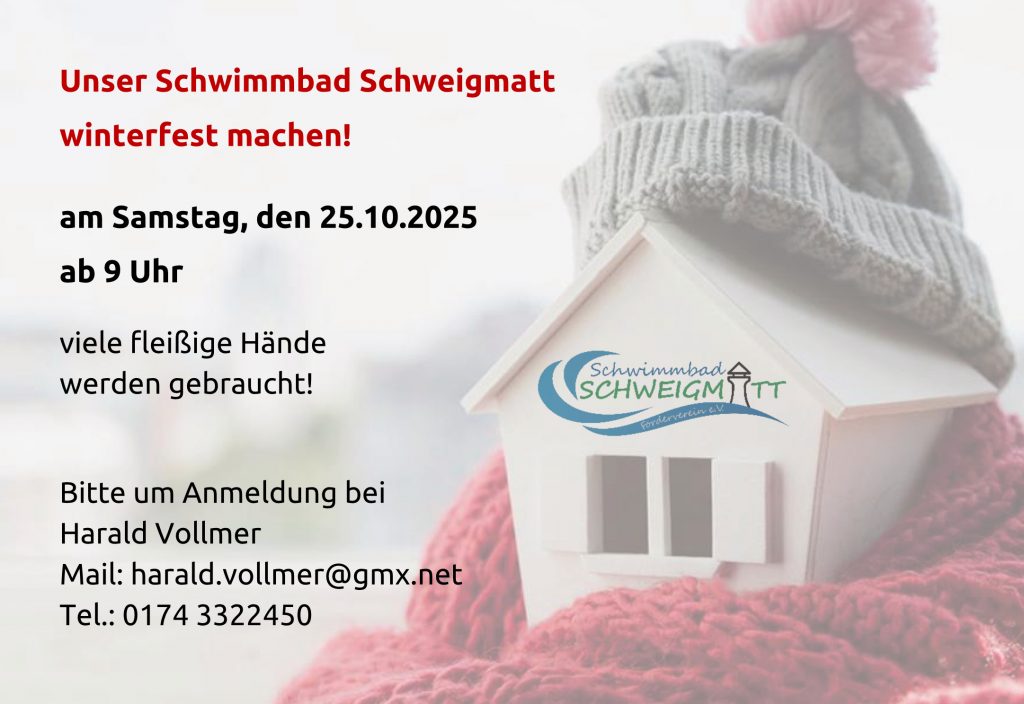 Arbeitsaktion Schwimmbad wird winterfest gemacht!